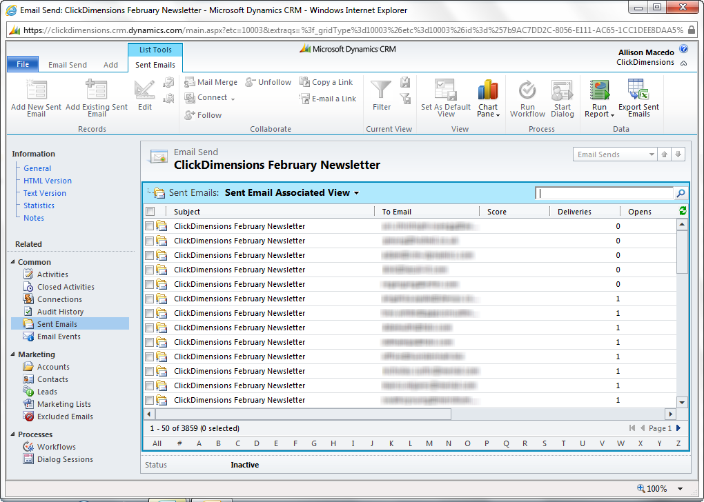 Email Statistics: Sent Emails – ClickDimensions Support