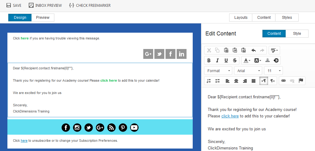 Add an Outlook Calendar Event to an Email Template – ClickDimensions Support
