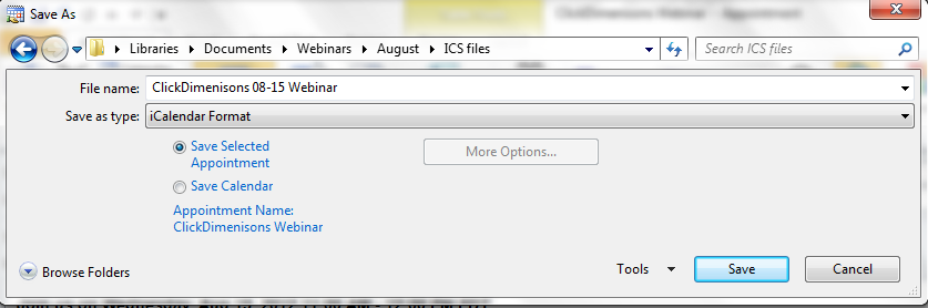 Create icalendar file with access