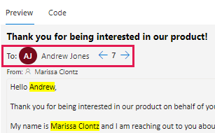 D365 Sales Engagement - Email Template Preview - Toggle Contact examples.png