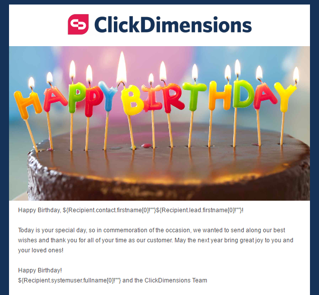 Creating Automated And Personalized Birthday Emails Clickdimensions Support