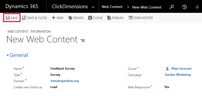 create a clickdimensions survey clickdimensions support