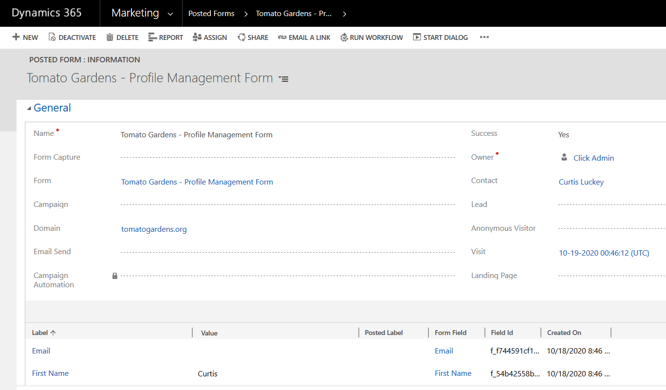 Posted Form Records – Click Support